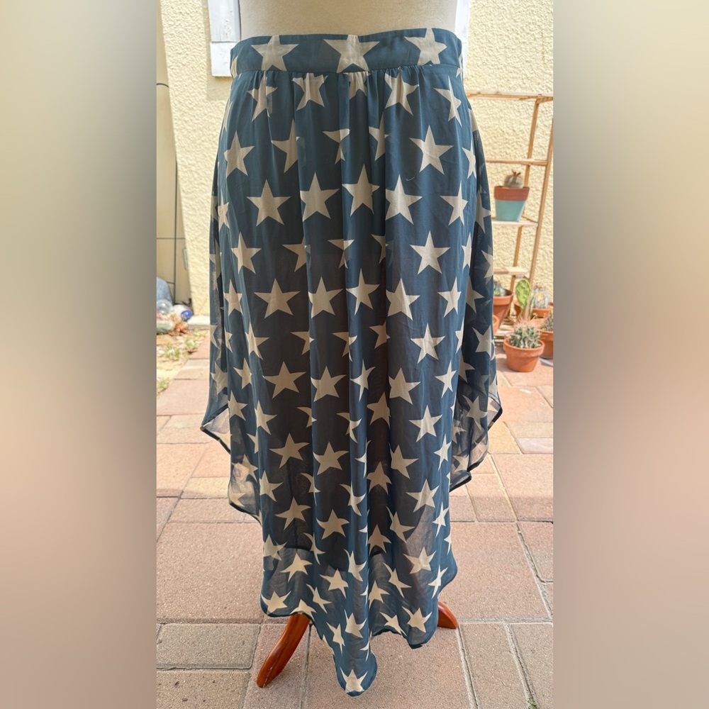 Tasha Polizzi Navy Star Print Maxi Skirt